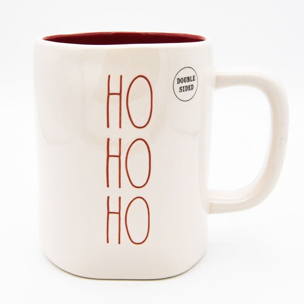 Rae Dunn Santa Mug, 16oz Ceramic Christmas Coffee Cup, Double-Sided Santa Mug